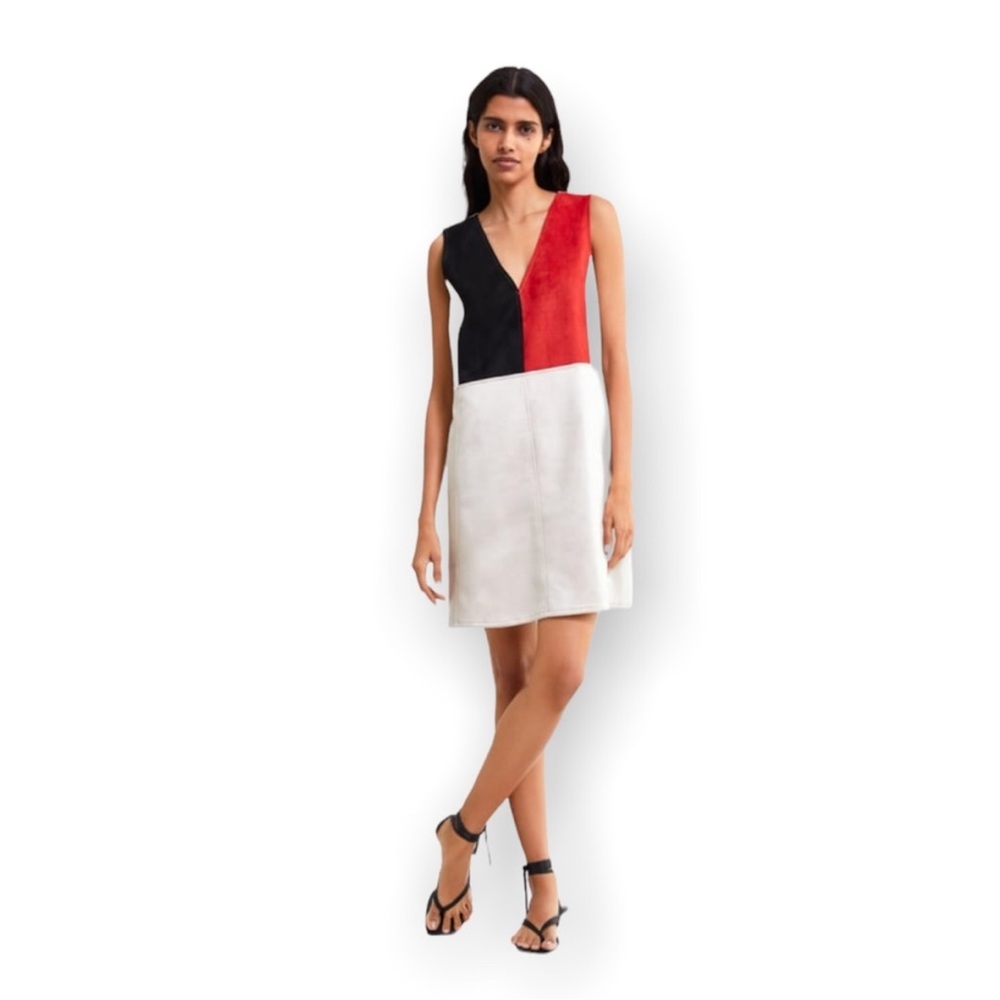 Zara faux suede colorblock dress. Very chic. Size M